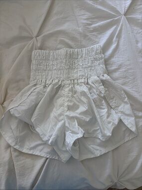 FP Movement by Free People White High-Waist Smocked Athletic Shorts
